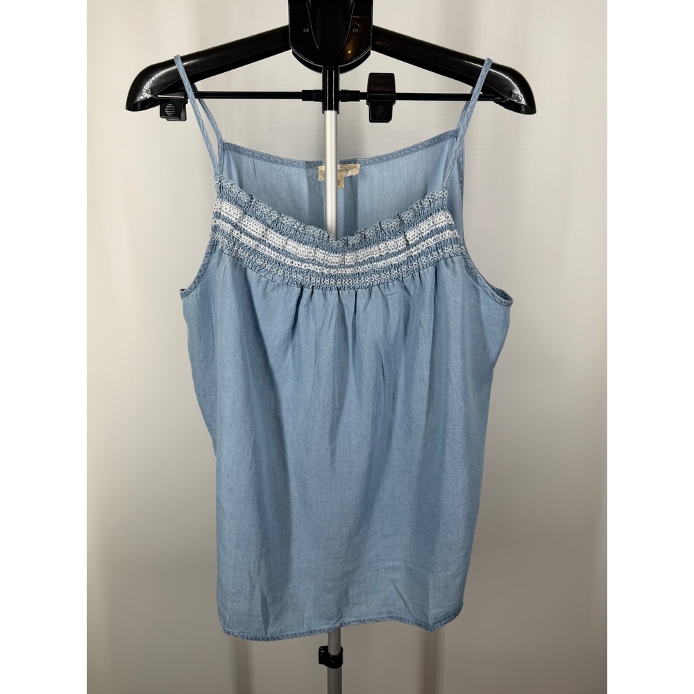 Perch by Blu Pepper Womens Blue Chambray‎ Smocked Camisole Top 1XL New